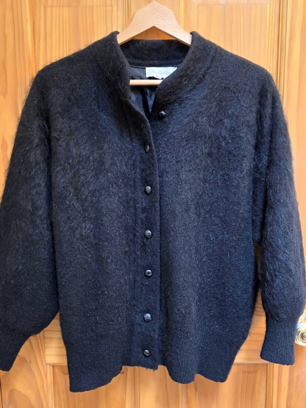 Belldini Black Angora Button-Front Cardigan